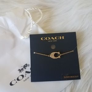 Nwt Coach Pave Signature C Slider Bracelet